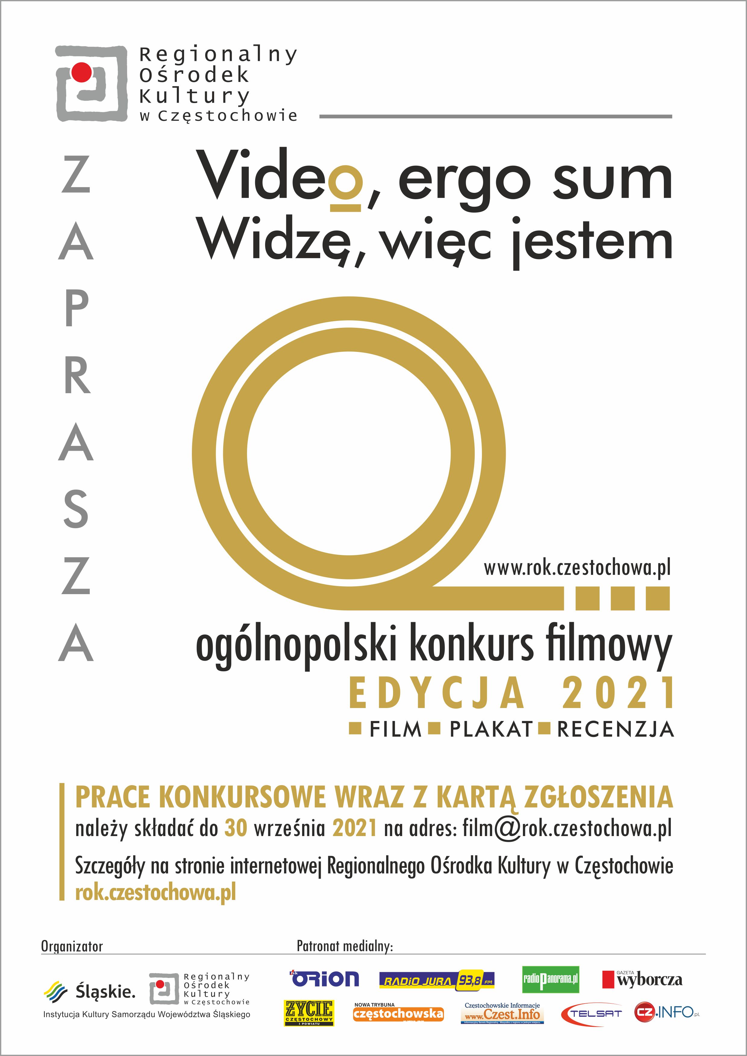 Plakat "Ogólnopolski konkurs filmowy" - opis alternatywny poniżej.