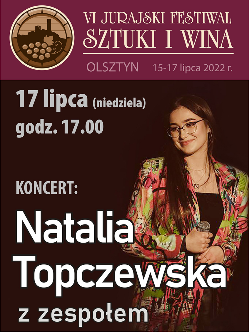 Plakat zaprasza na koncert Natalii Topczewskiej