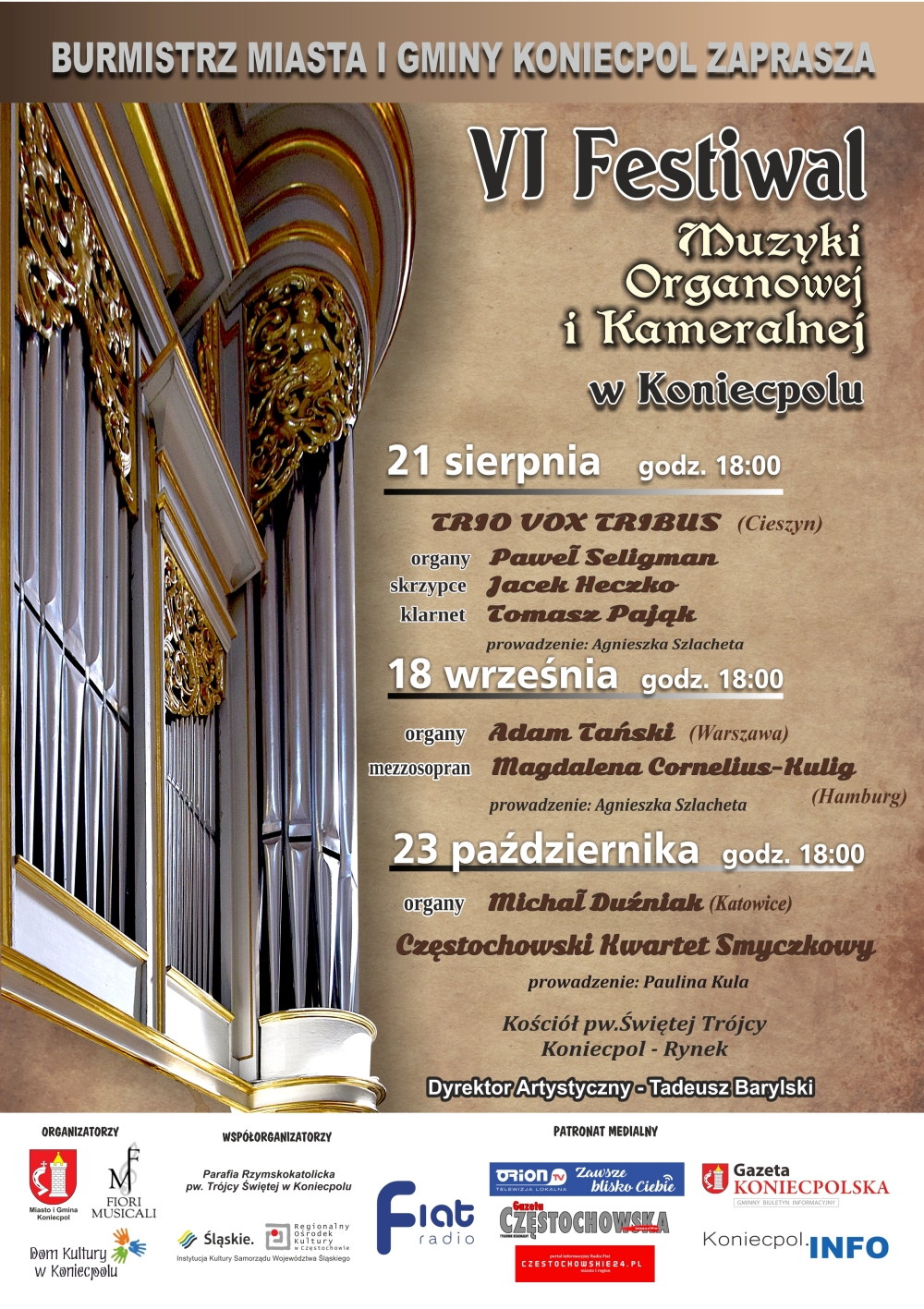 Plakat zapraszający na 6 Festiwal Muzyki Organowej