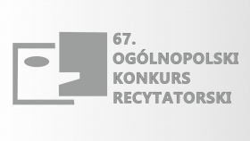 Plakat - 65. Ogólnopolski Konkurs Recytatorski. Widoczna grafika przedstawiająca figurę geometryczną, logo konkursu.